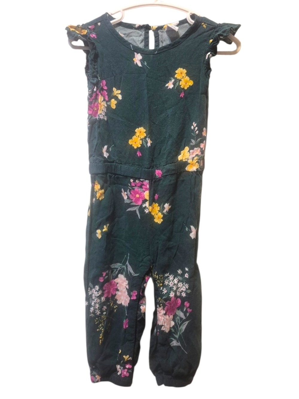 Old Navy Dark Green Floral Sleeveless Jumpsuit